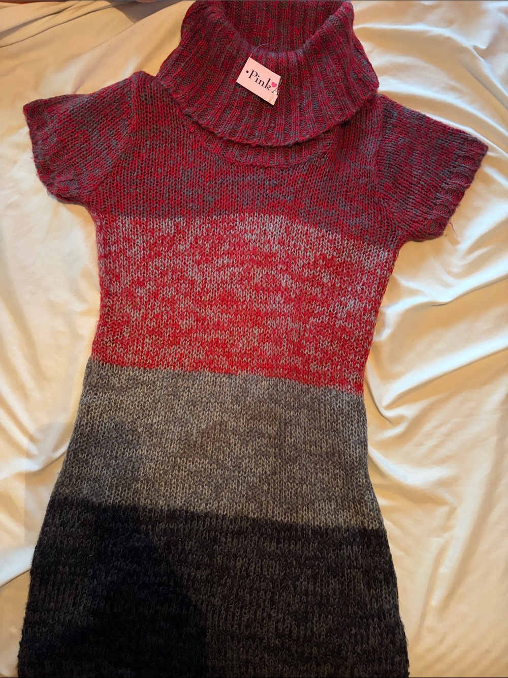 NWT girls size 14 burgandy and Gray Knit Turtleneck Kids Dress